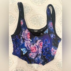 Jaded London Floral Corset Top - Blue and Pink Size 2 US